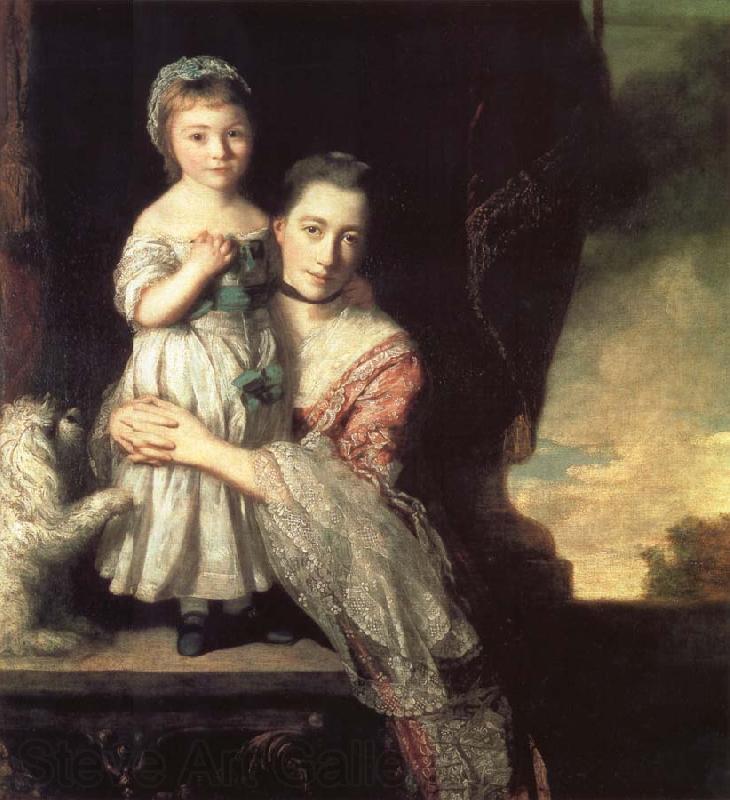 REYNOLDS, Sir Joshua Georgiana,Countess spencer,and Her daughter Georgiana,Later duchess of Devonshire Norge oil painting art